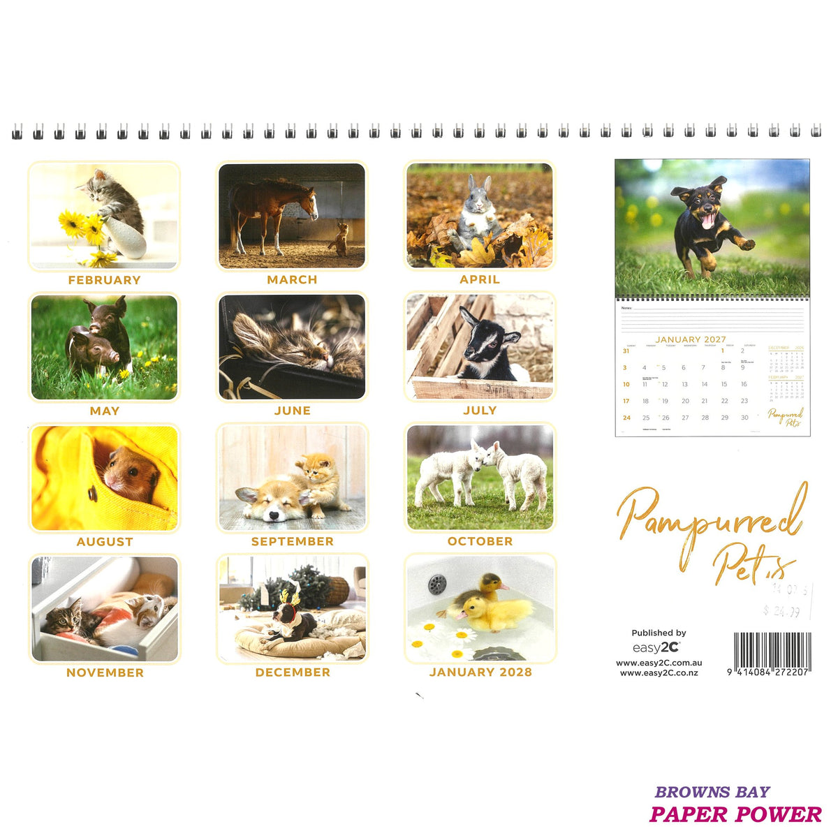 Pampurred Pets - 2027 Wall Calendar / Top Spiral Bound