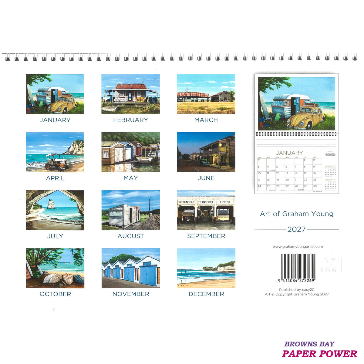 Art Of Graham Young - 2027 Wall Calendar / Top Spiral Bound