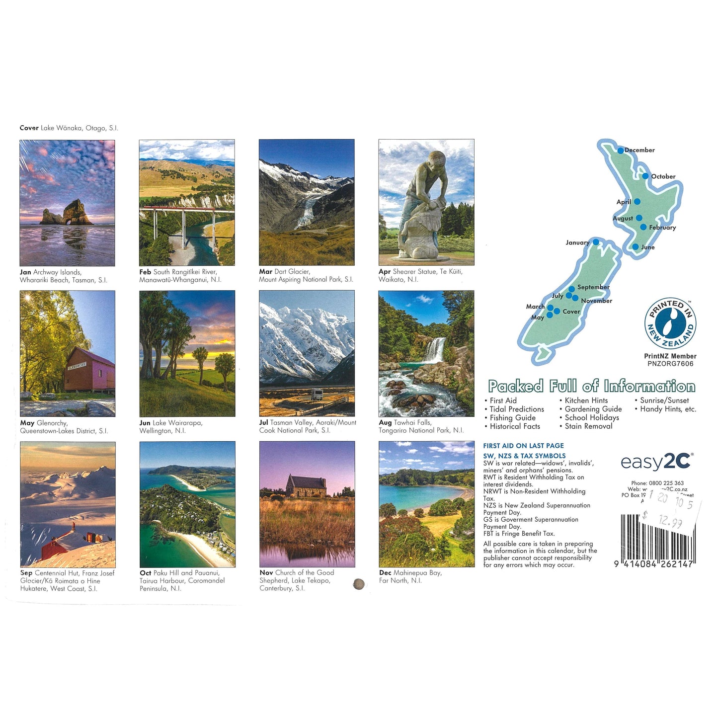 2026 Wall Calendar New Zealand Redi Reference