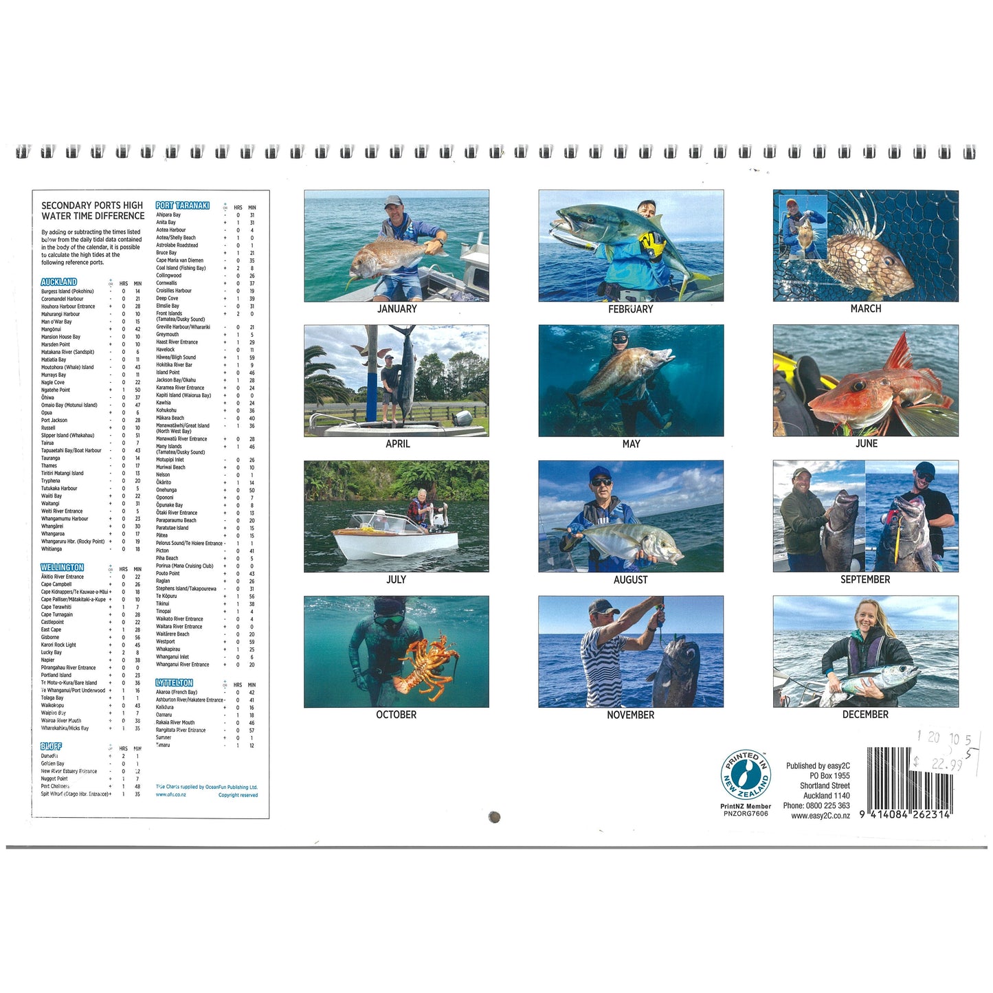 2026 Wall Calendar New Zealand Born 2 Fish