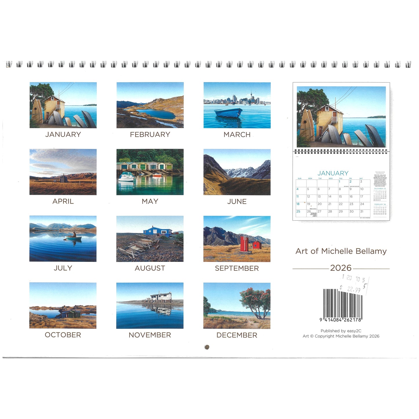 2026 Wall Calendar New Zealand Art Of Michelle Bellamy