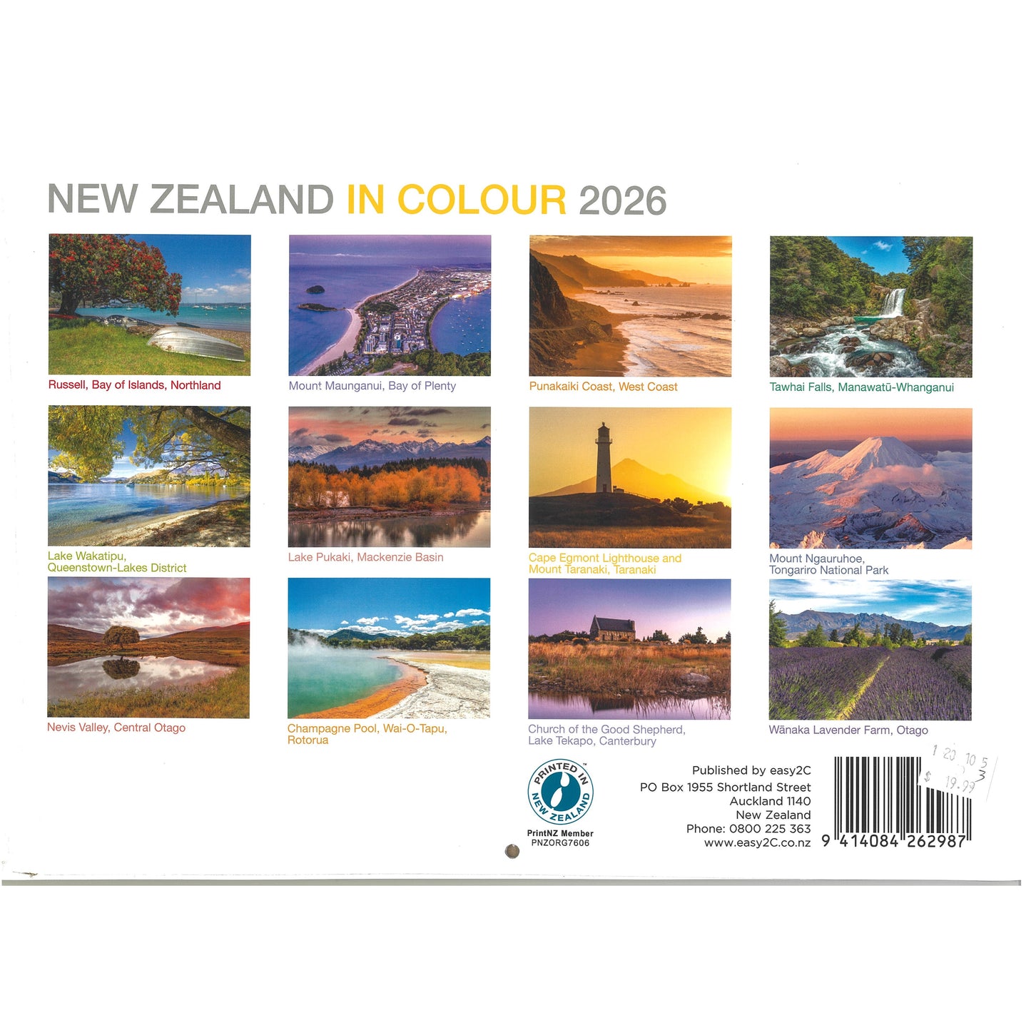 2026 Wall Calendar New Zealand In Colour