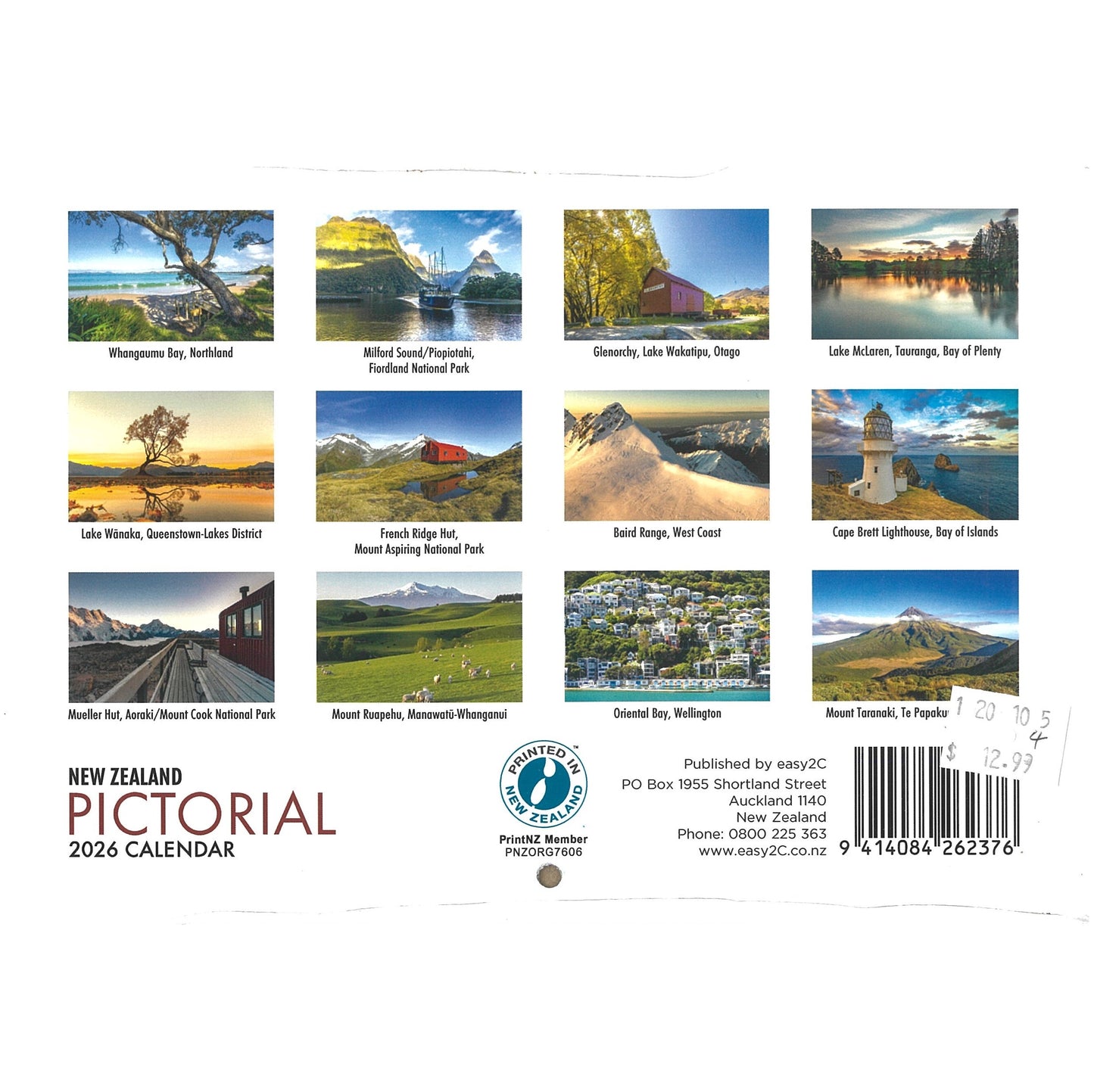 2026 Wall Calendar New Zealand Pictorial