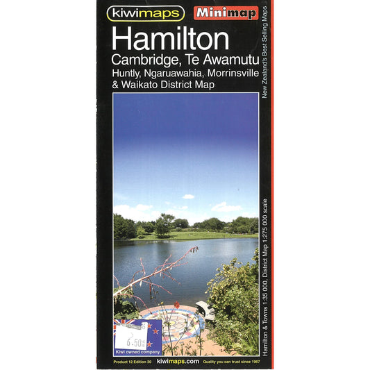 Kiwimaps Hamilton, Cambridge & Waikato Mini Road Map