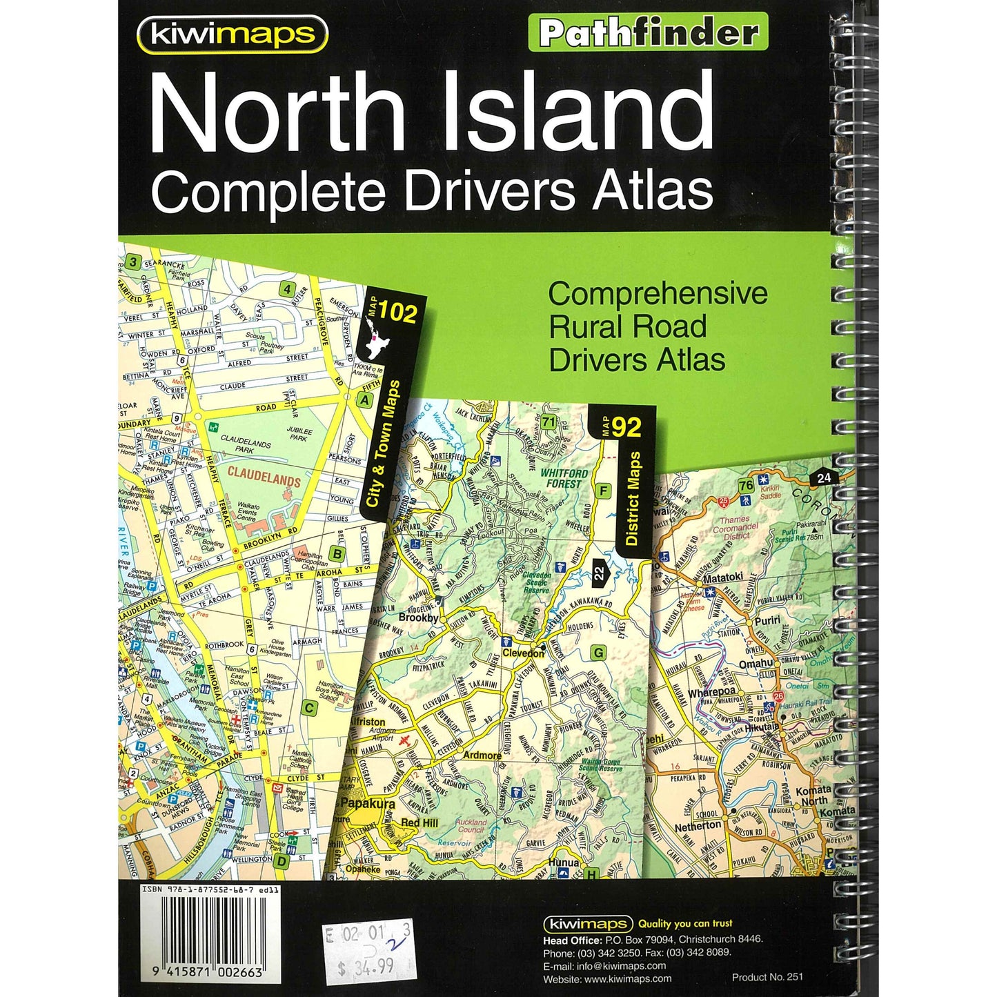 KiwiMaps Pathfinder A4 North Island Drivers Atlas