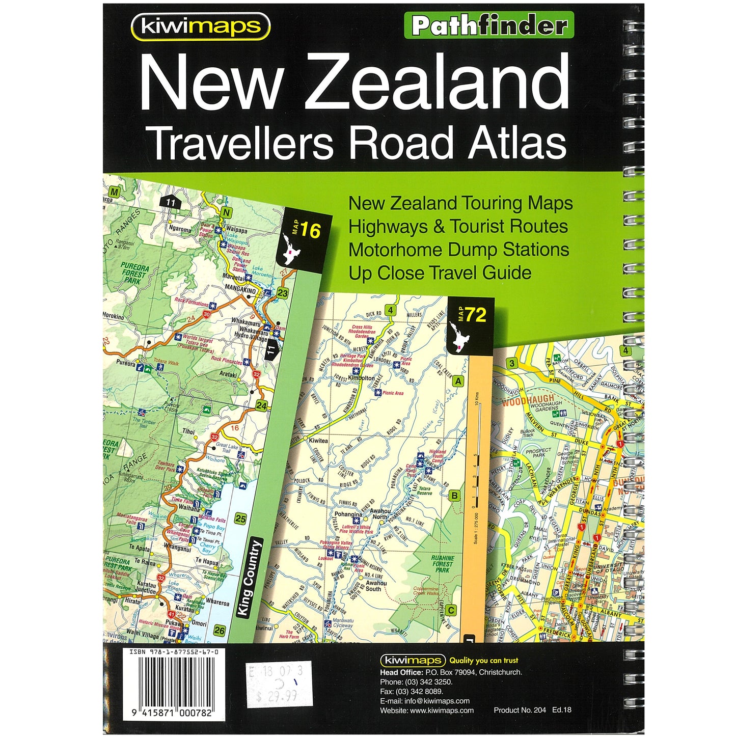KIWIMAPS New Zealand Travellers Road Atlas