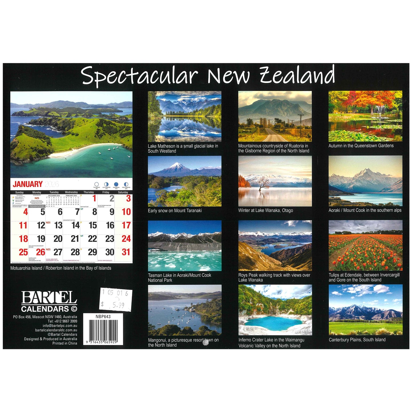 2026 Wall Calendar - Spectacular New Zealand