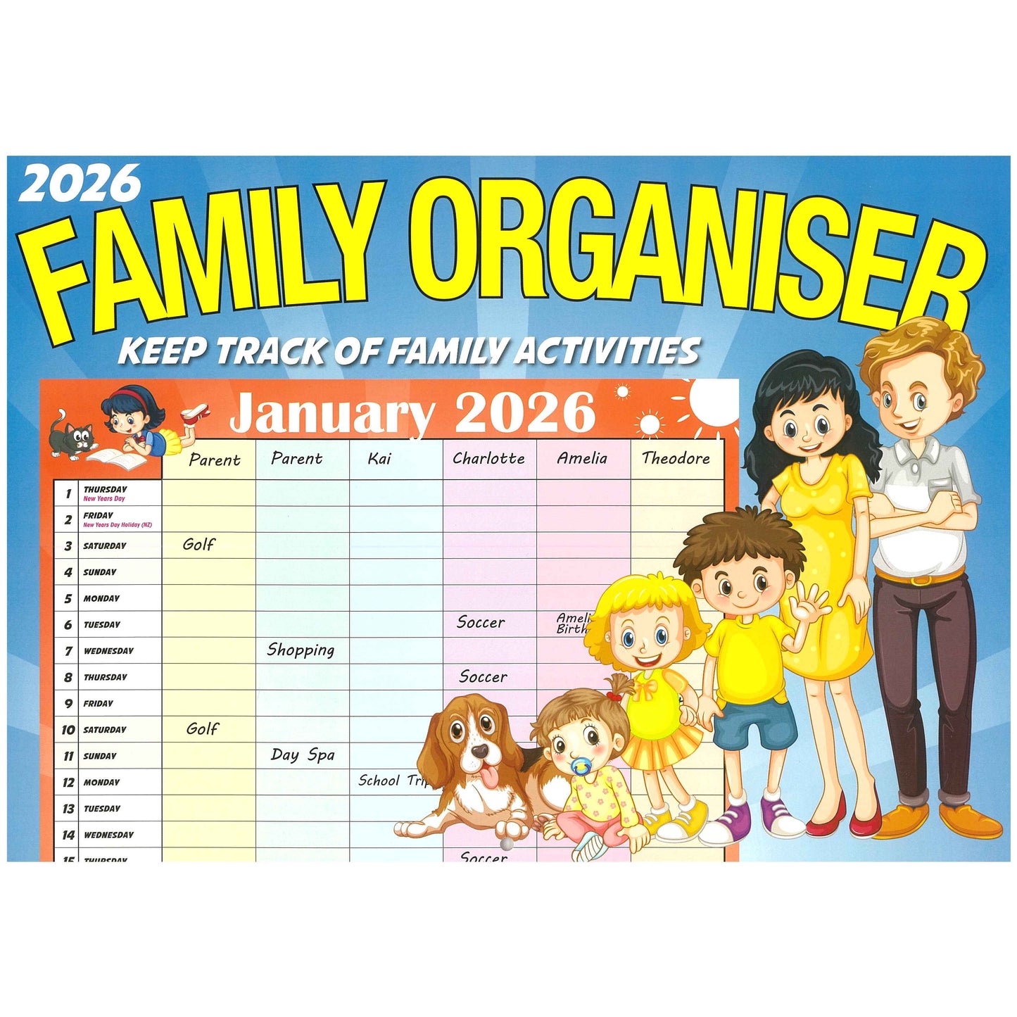2026 Wall Calendar - Family Organiser