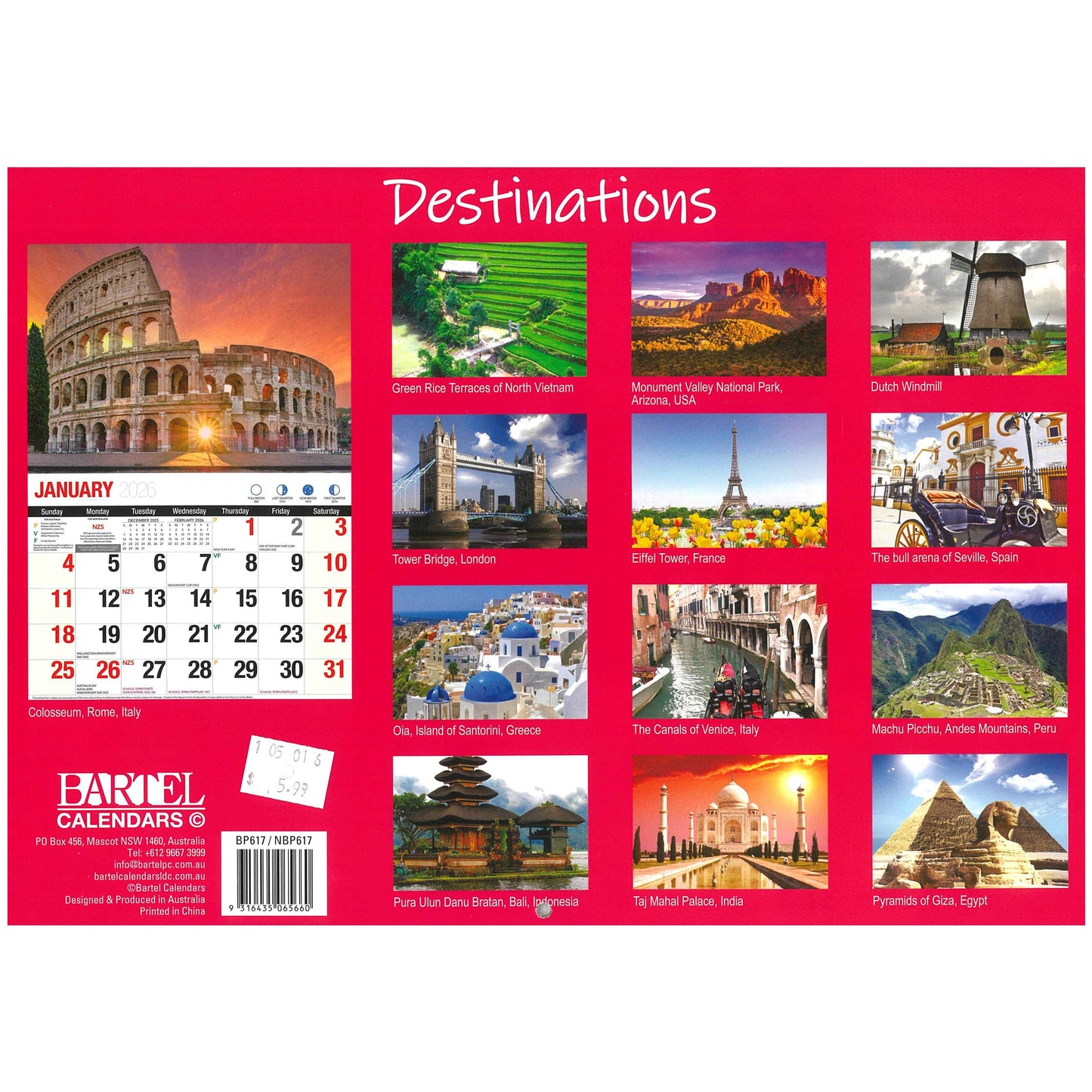 2026 Wall Calendar - Destinations