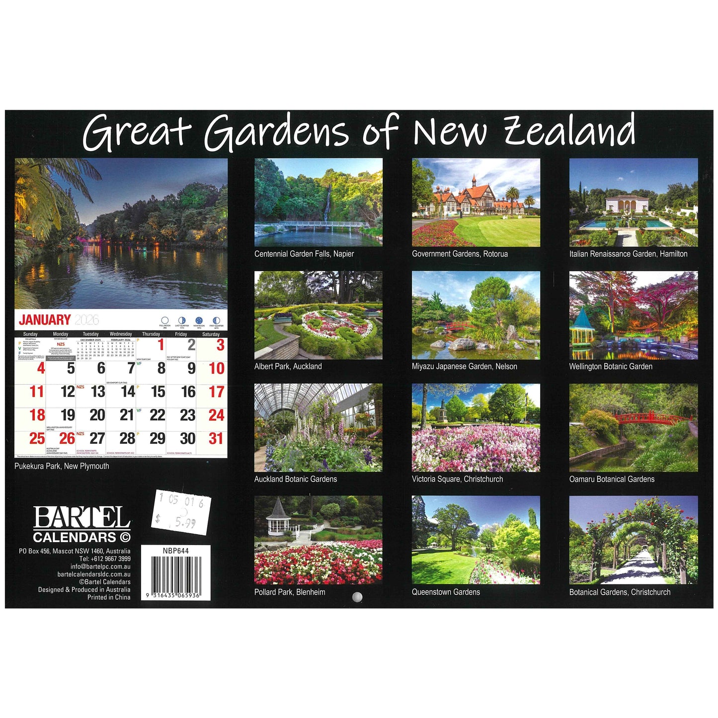2026 Wall Calendar - Great Gardens Of New Zealand