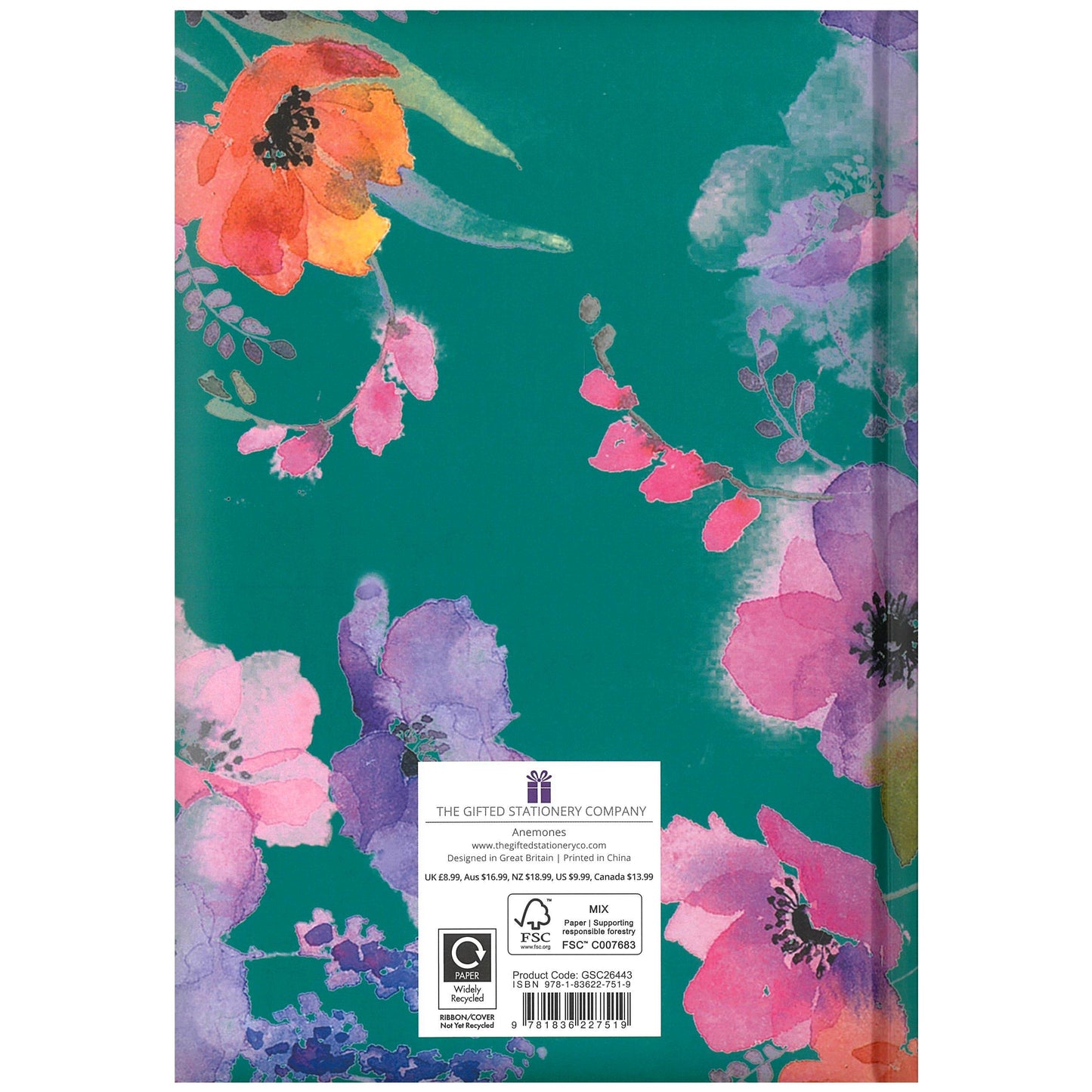2026 A5 Diary Week to View - Anemones