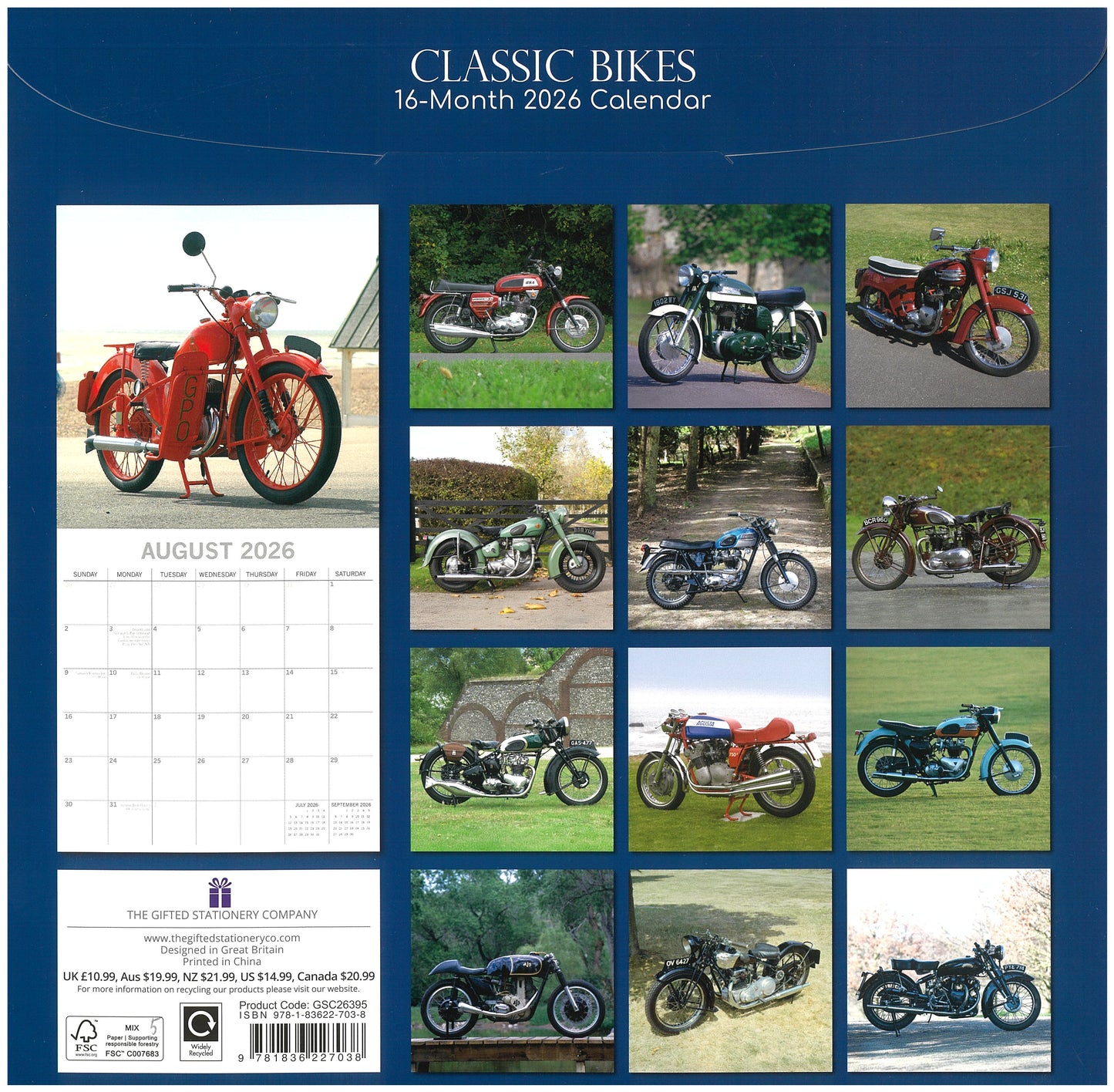 2026 Wall Calendar - Classic Bikes