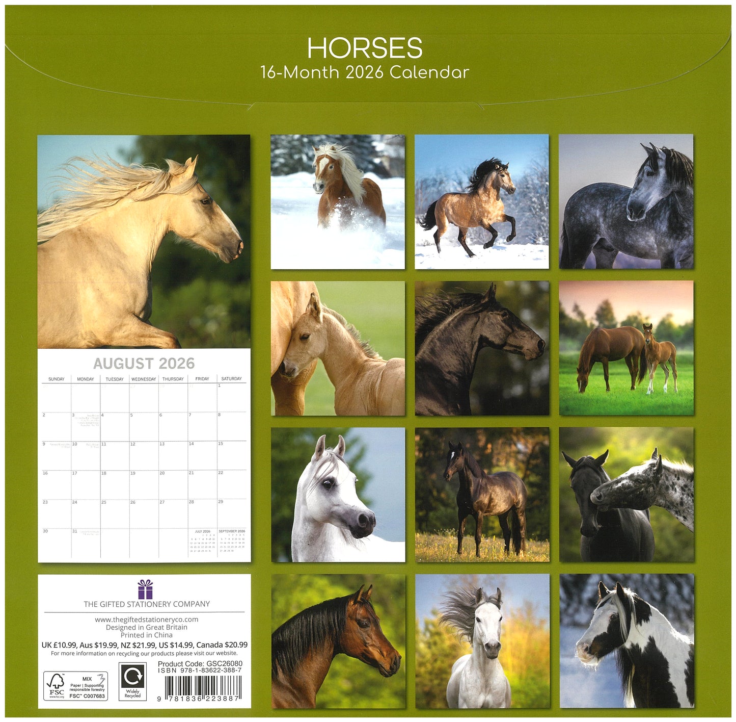 2026 Wall Calendar - Horses