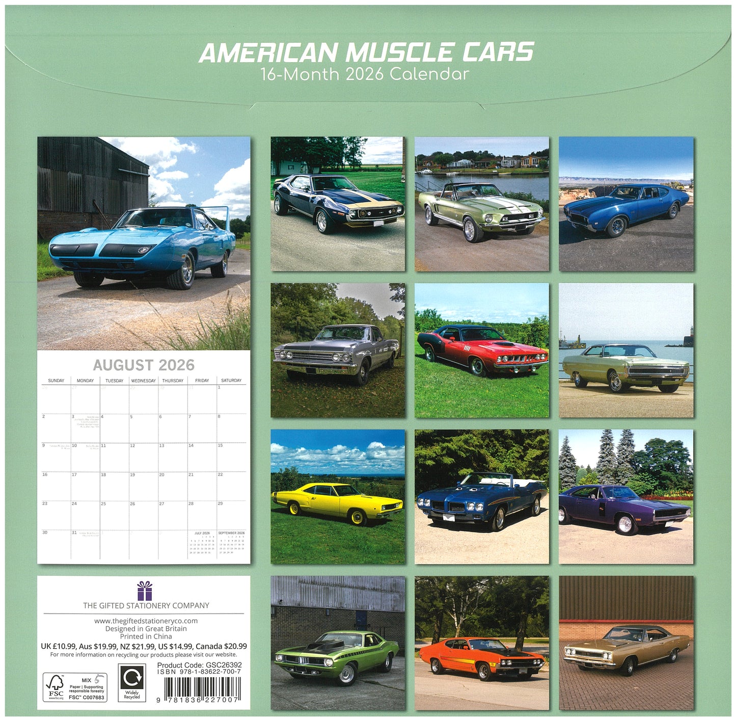 2026 Wall Calendar - American Muscle Cars