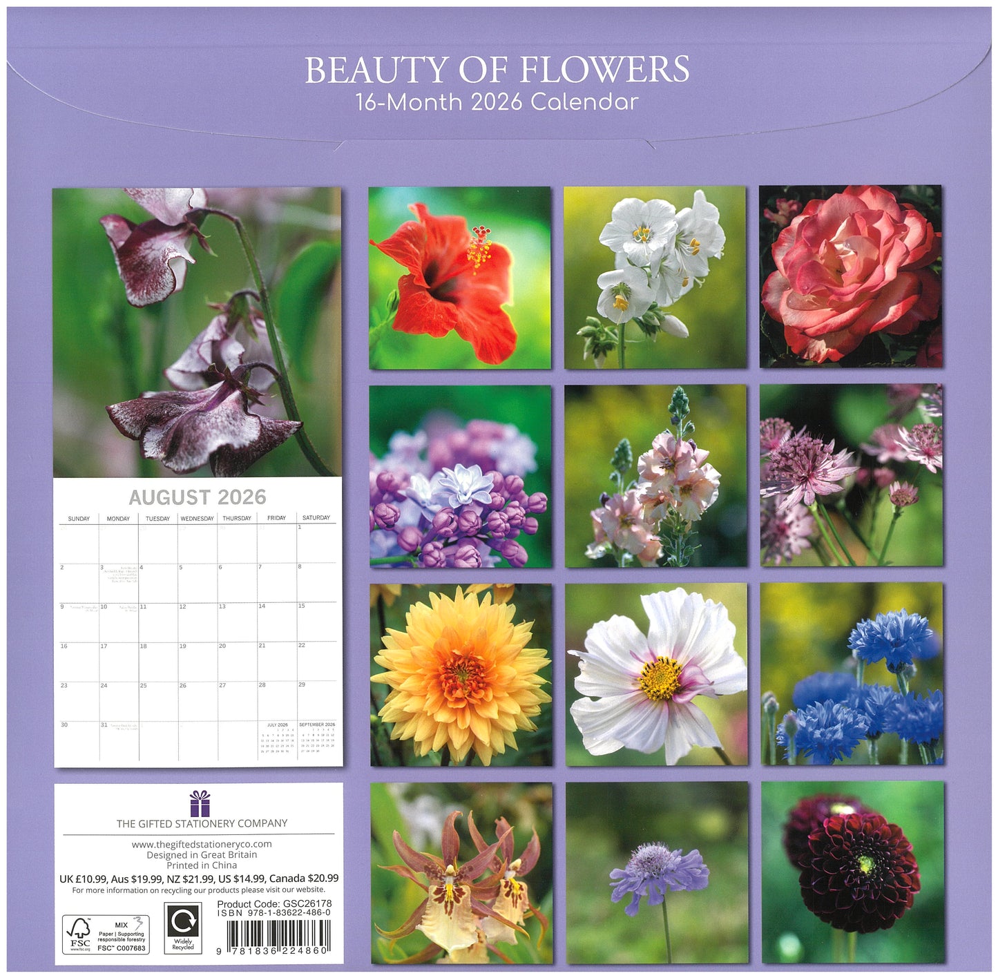 2026 Wall Calendar - Beauty Of Flowers