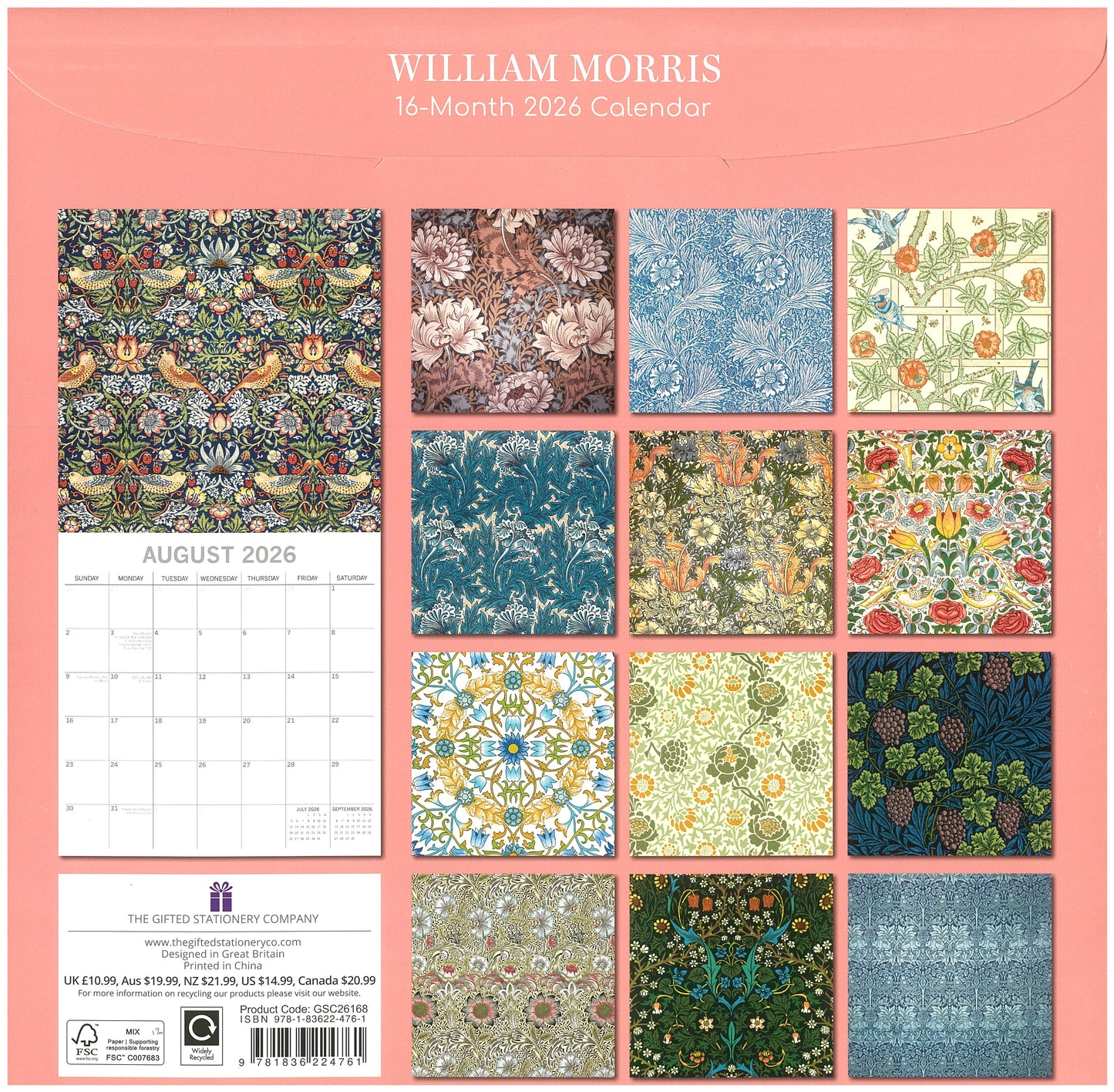 2026 Wall Calendar - William Morris