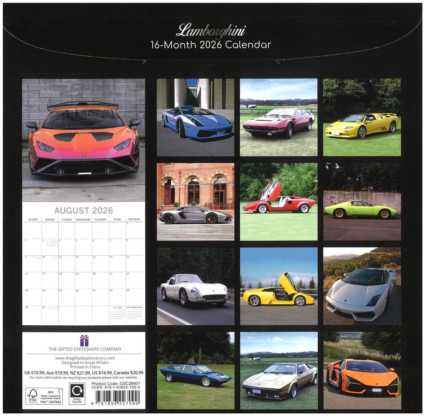 2026 Wall Calendar - Lamborghini