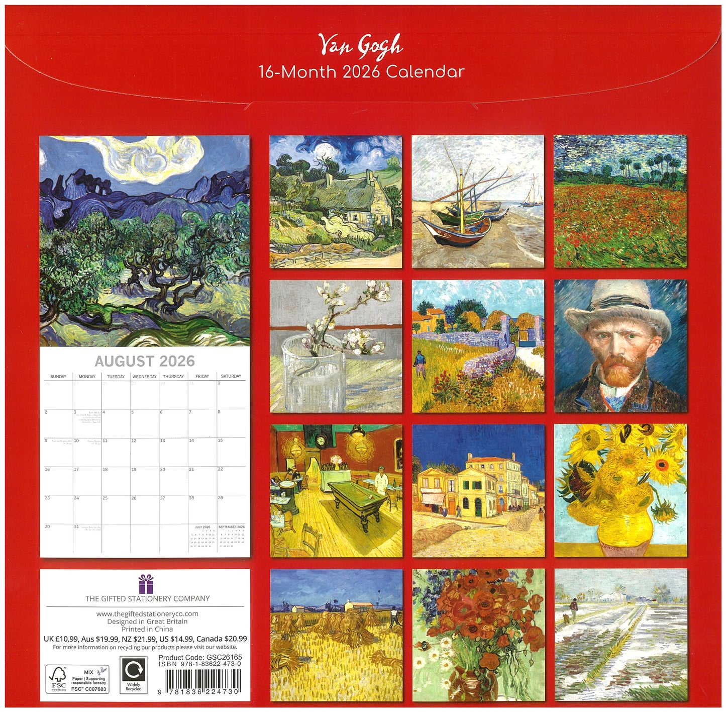 2026 Wall Calendar - Van Gogh
