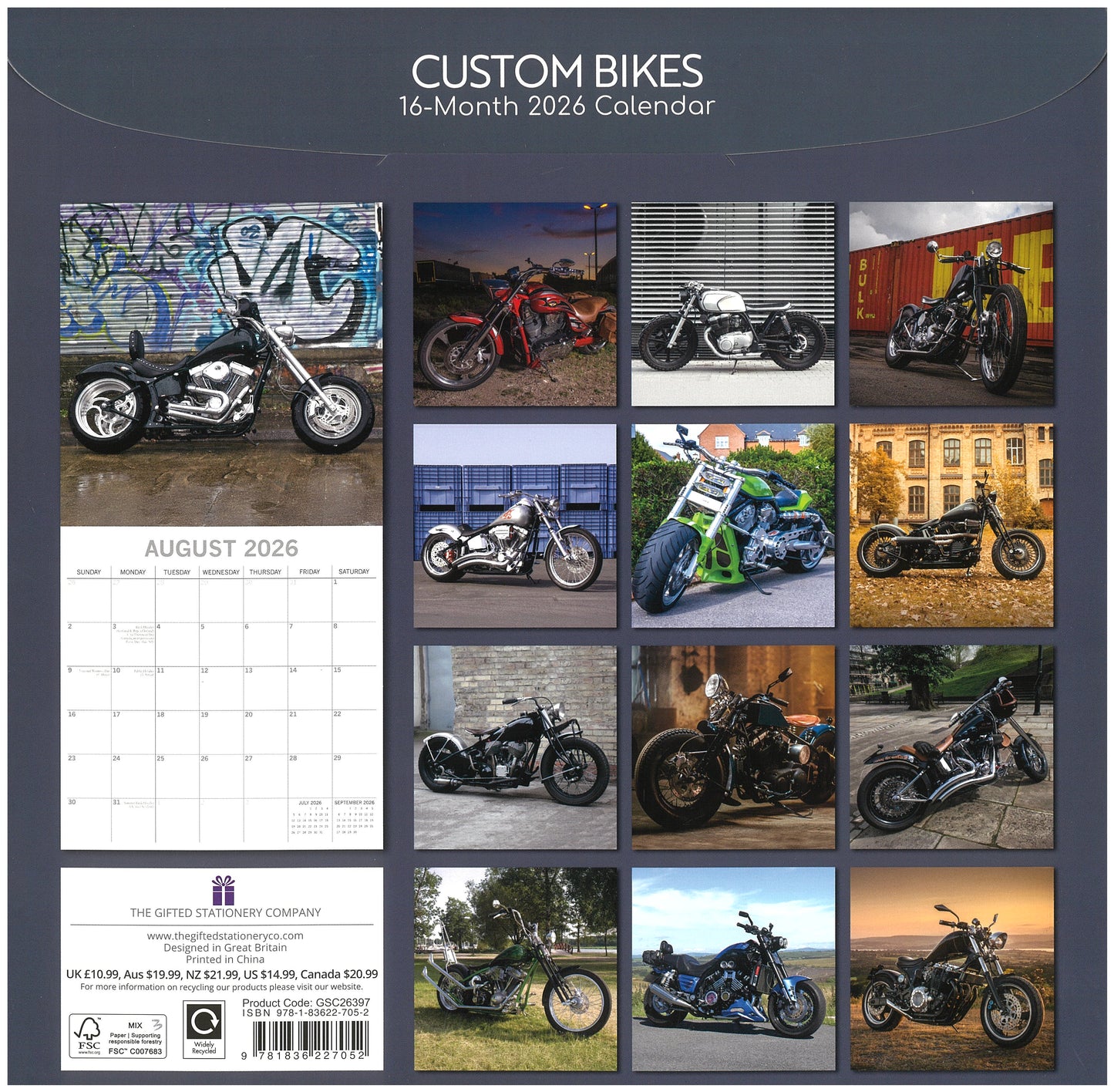 2026 Wall Calendar - Custom Bikes