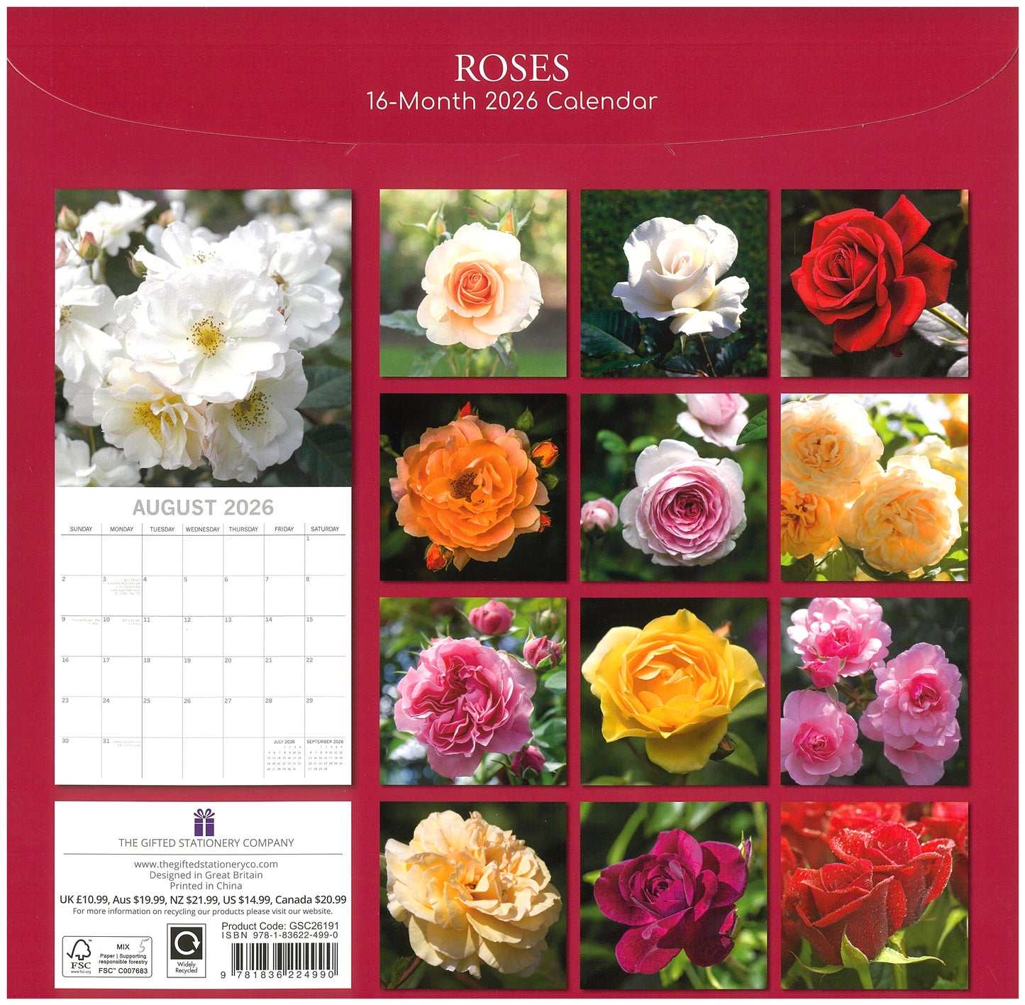 2026 Wall Calendar - Roses