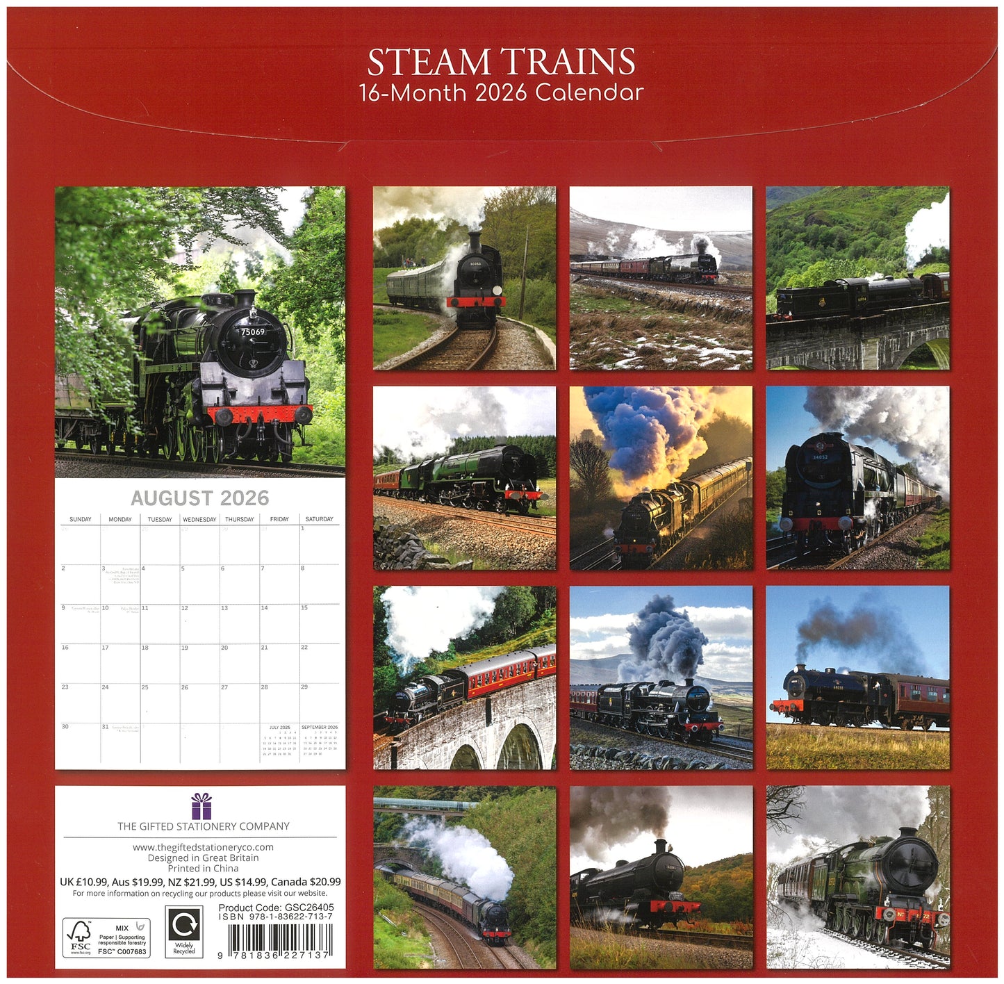 2026 Wall Calendar - Steam Trains