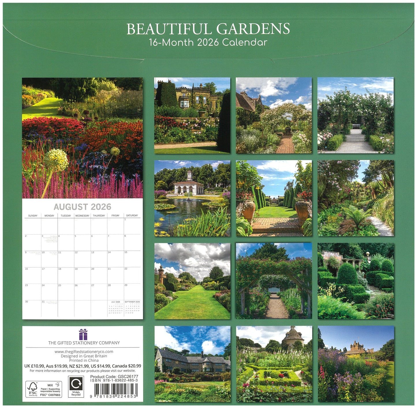 2026 Wall Calendar - Beautiful Gardens