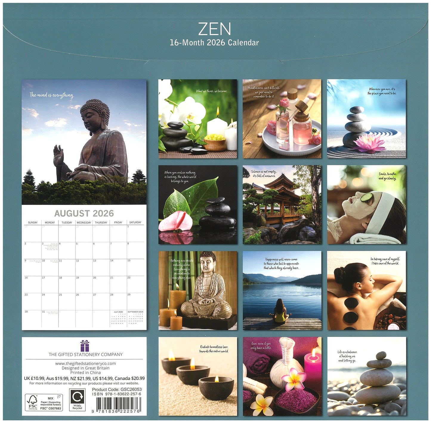 2026 Wall Calendar - Zen