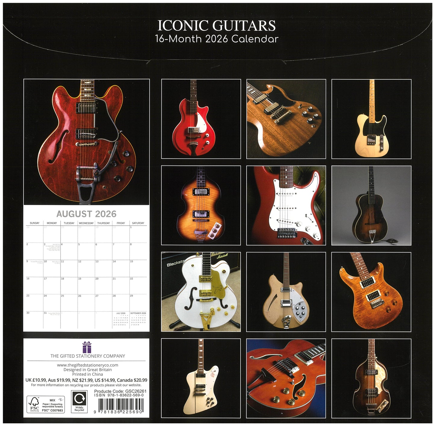 2026 Wall Calendar - Iconic Guitars