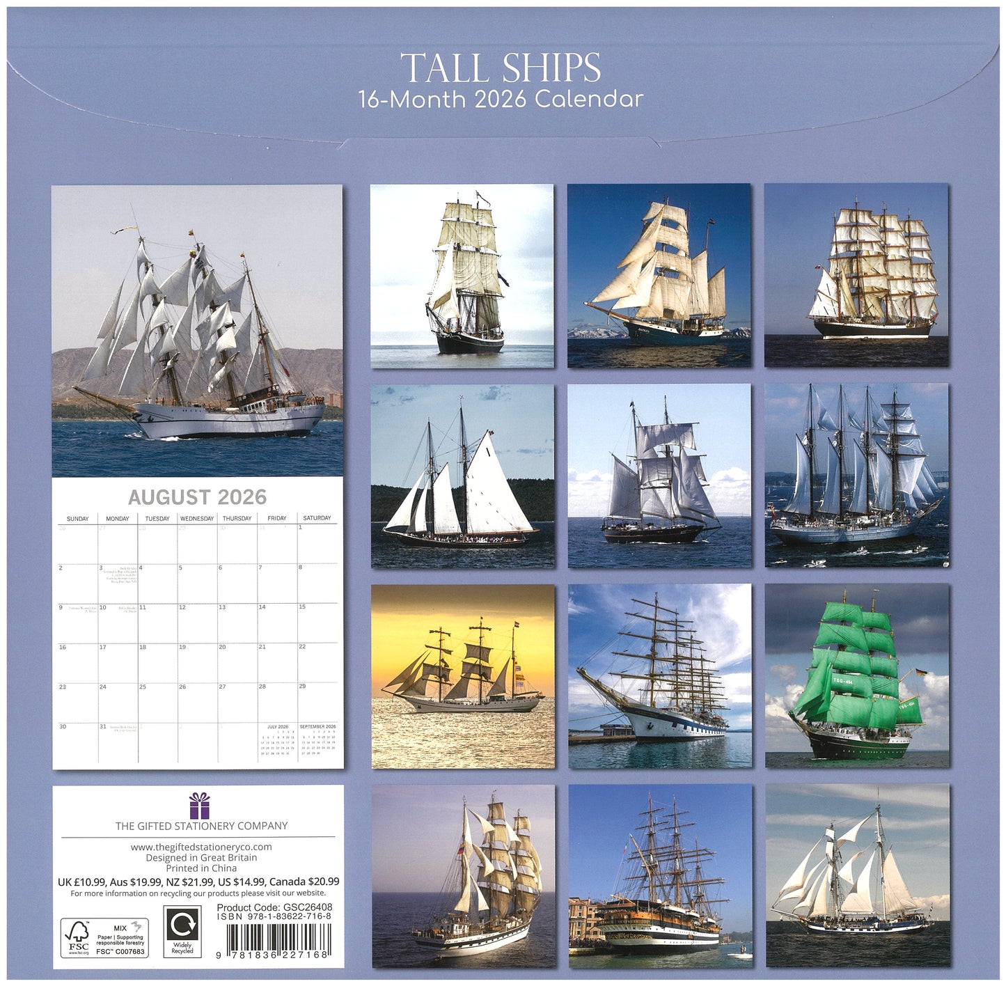 2026 Wall Calendar - Tall Ships