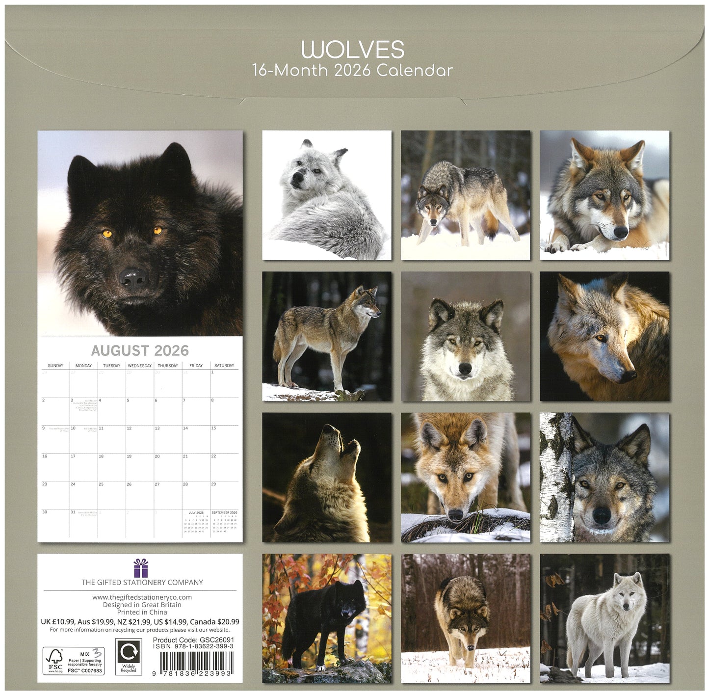 2026 Wall Calendar - Wolves