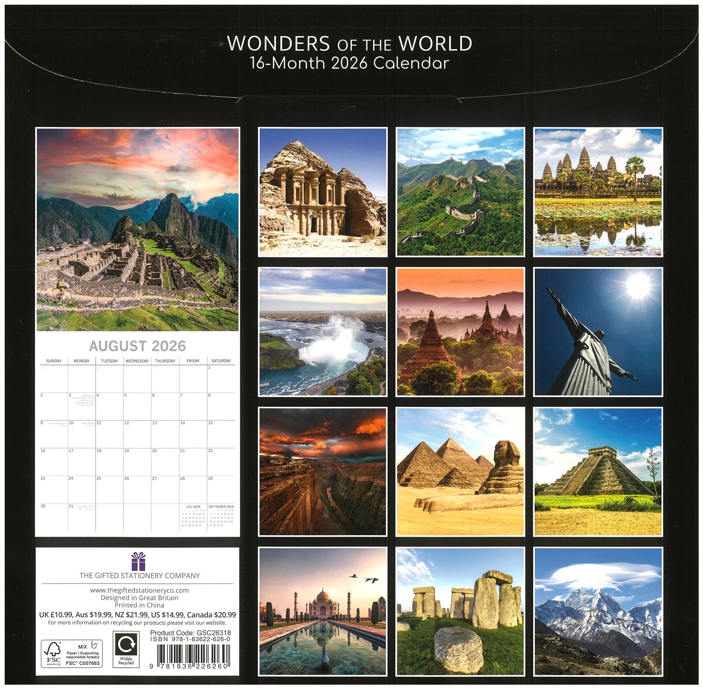 2026 Wall Calendar - Wonders Of The World