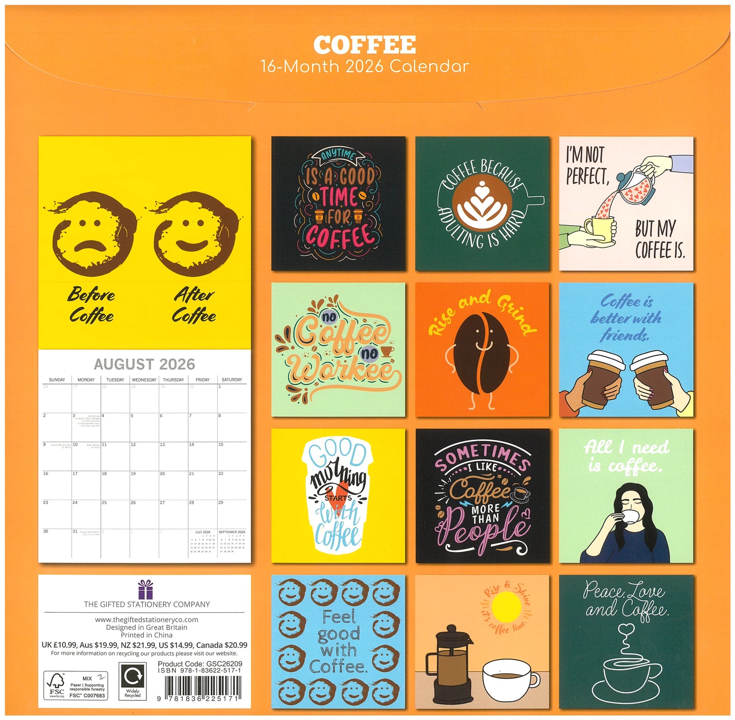 2026 Wall Calendar - Coffee