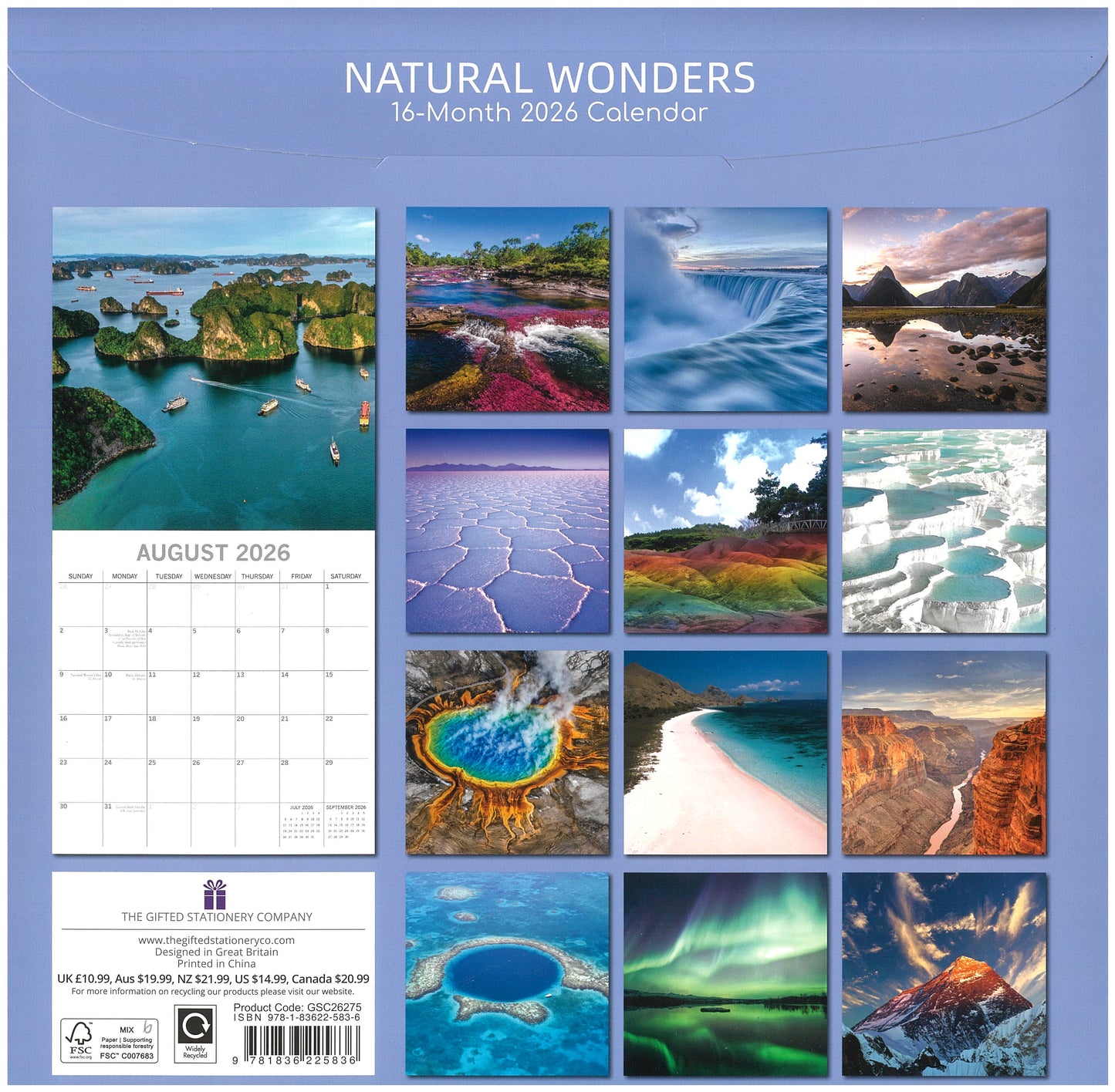 2026 Wall Calendar - Natural Wonders