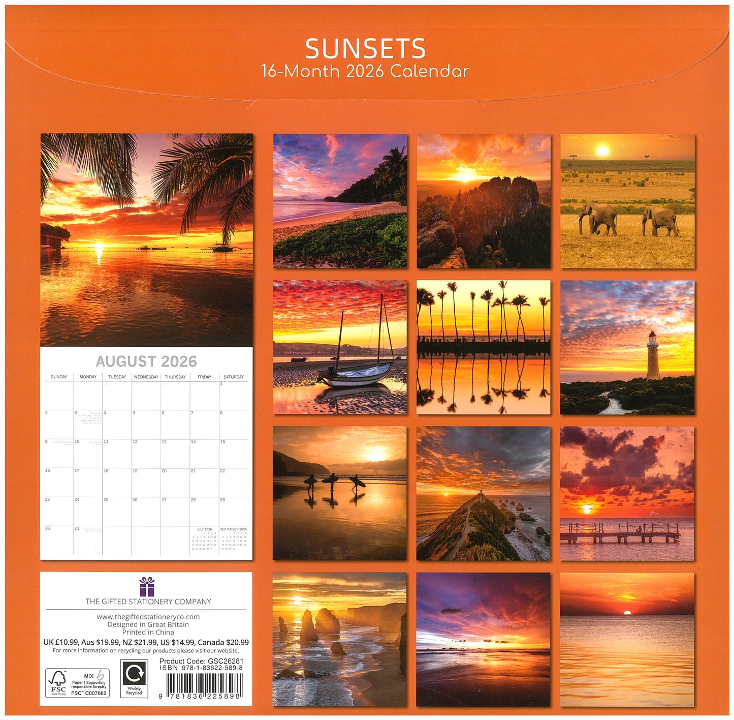 2026 Wall Calendar - Sunsets