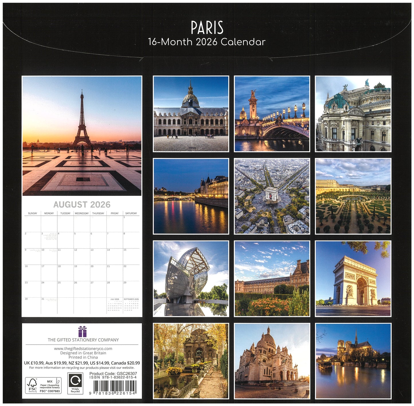 2026 Wall Calendar - Paris