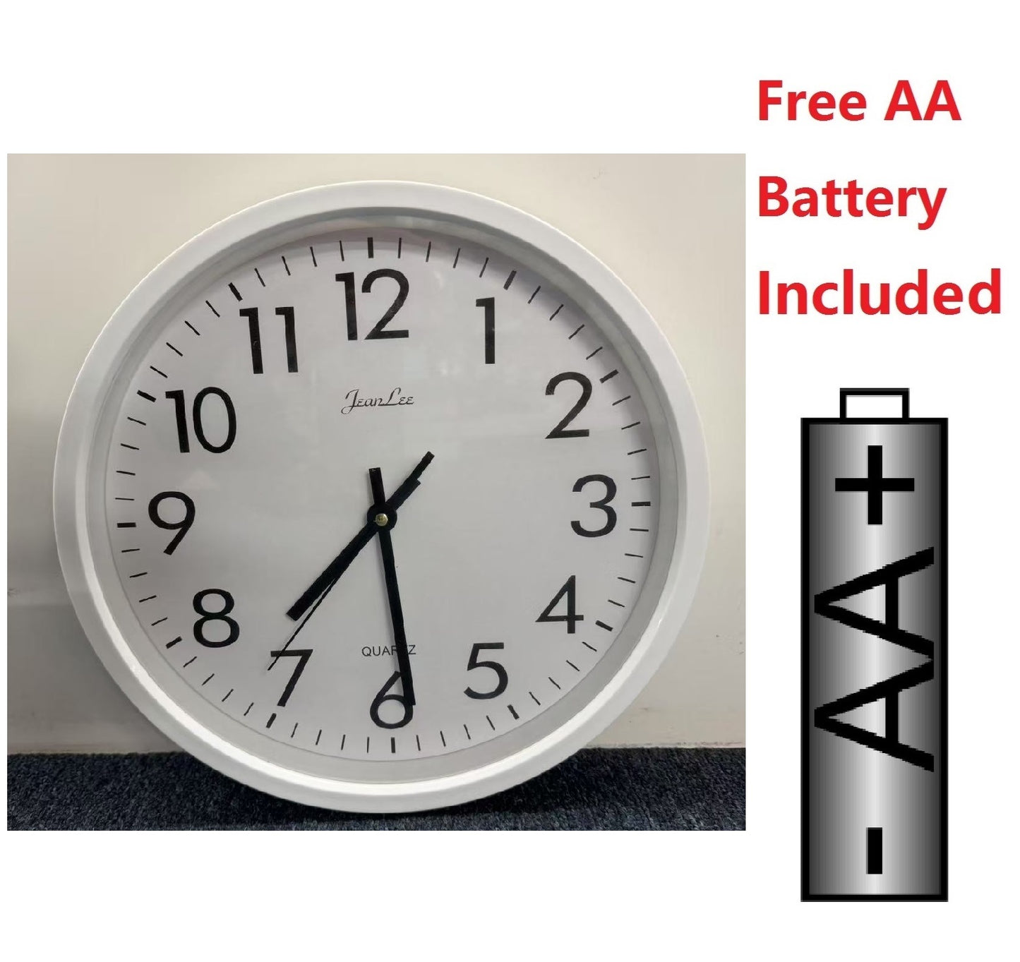 12’’ WALL CLOCK ROUND - NO Tick Tock - White