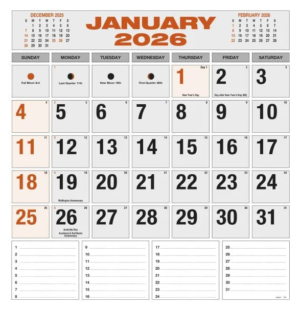 2026 Wall Calendar Spiral Bound