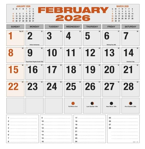 2026 Wall Calendar Spiral Bound