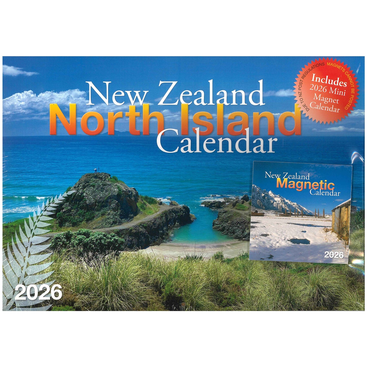 2026 Wall Calendar New Zealand North Island + Free Magnetic Calendar