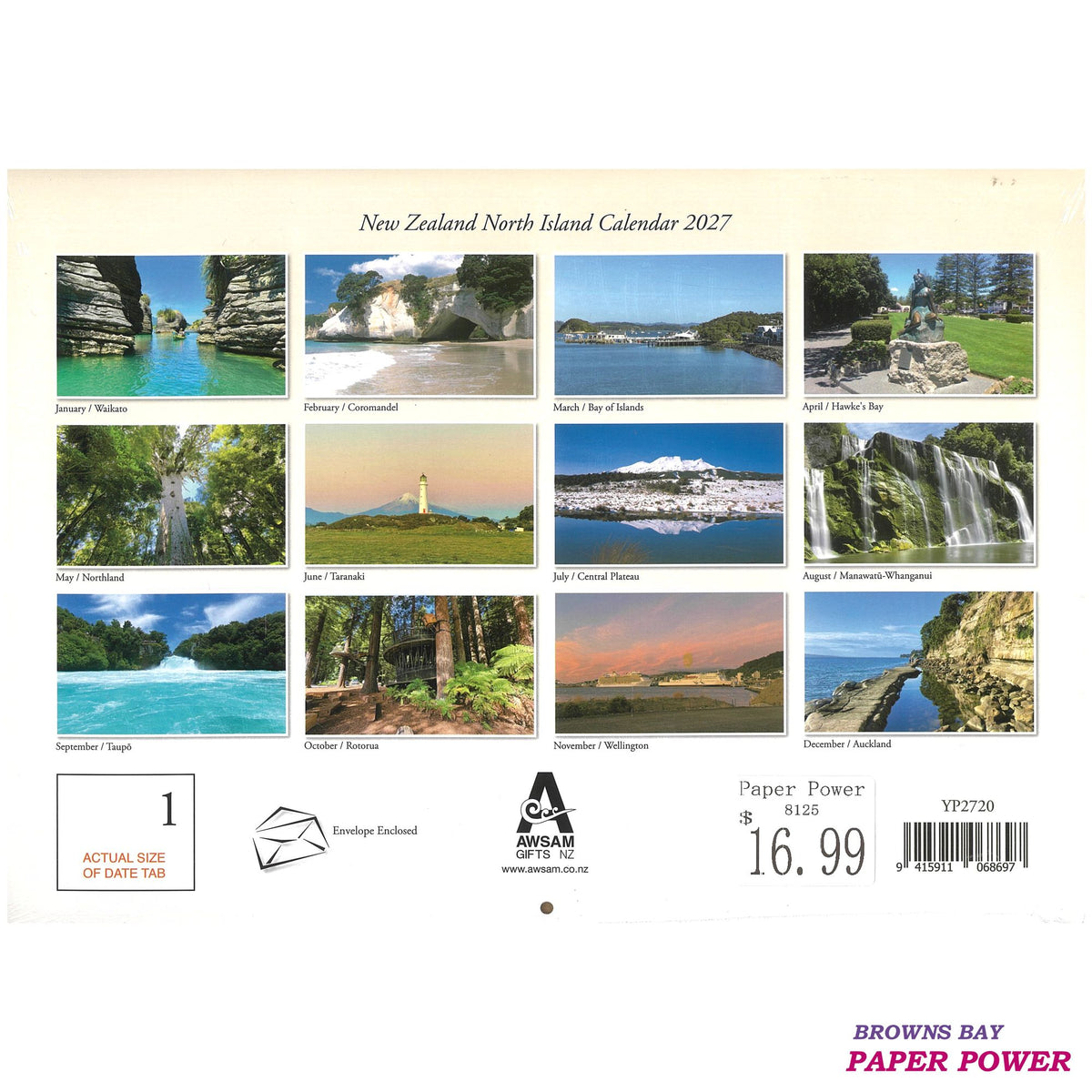 2027 Wall Calendar - New Zealand North Island With Magnetic Calendar