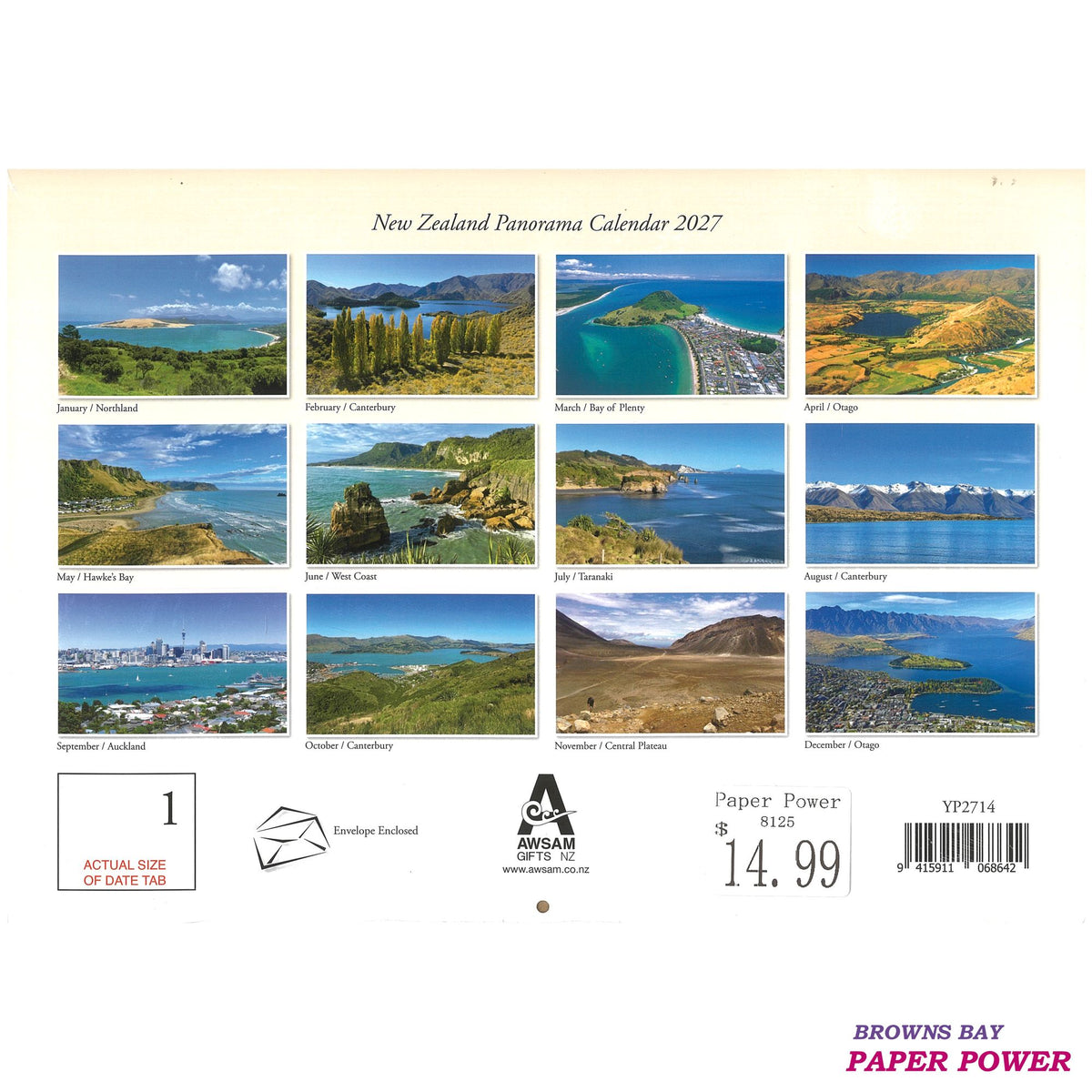 2027 Wall Calendar - New Zealand Panorama