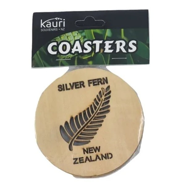 WOODEN COASTER SILVER FERN 2PCS