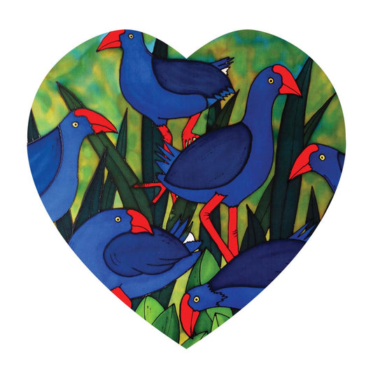 Jo May 3D Textured Ceramic Heart Wall Hanging - Pukeko