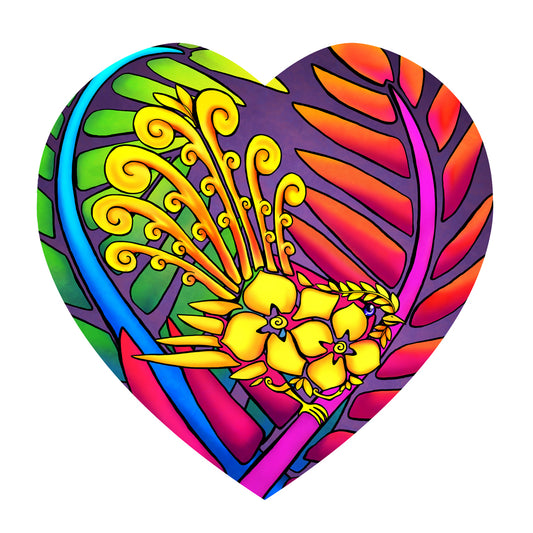 Sophie Blokker Ceramic Heart Wall Hanging with cork backing and cord - Koru Fantail