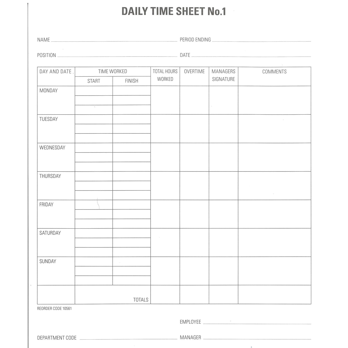 Daily Time Sheet No.1