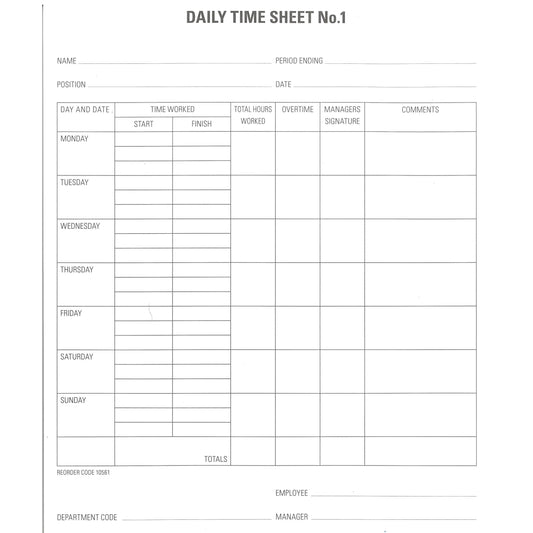 Daily Time Sheet No.1