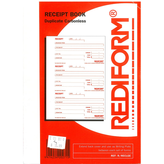 Rediform Receipt Book Duplicate Carbonless