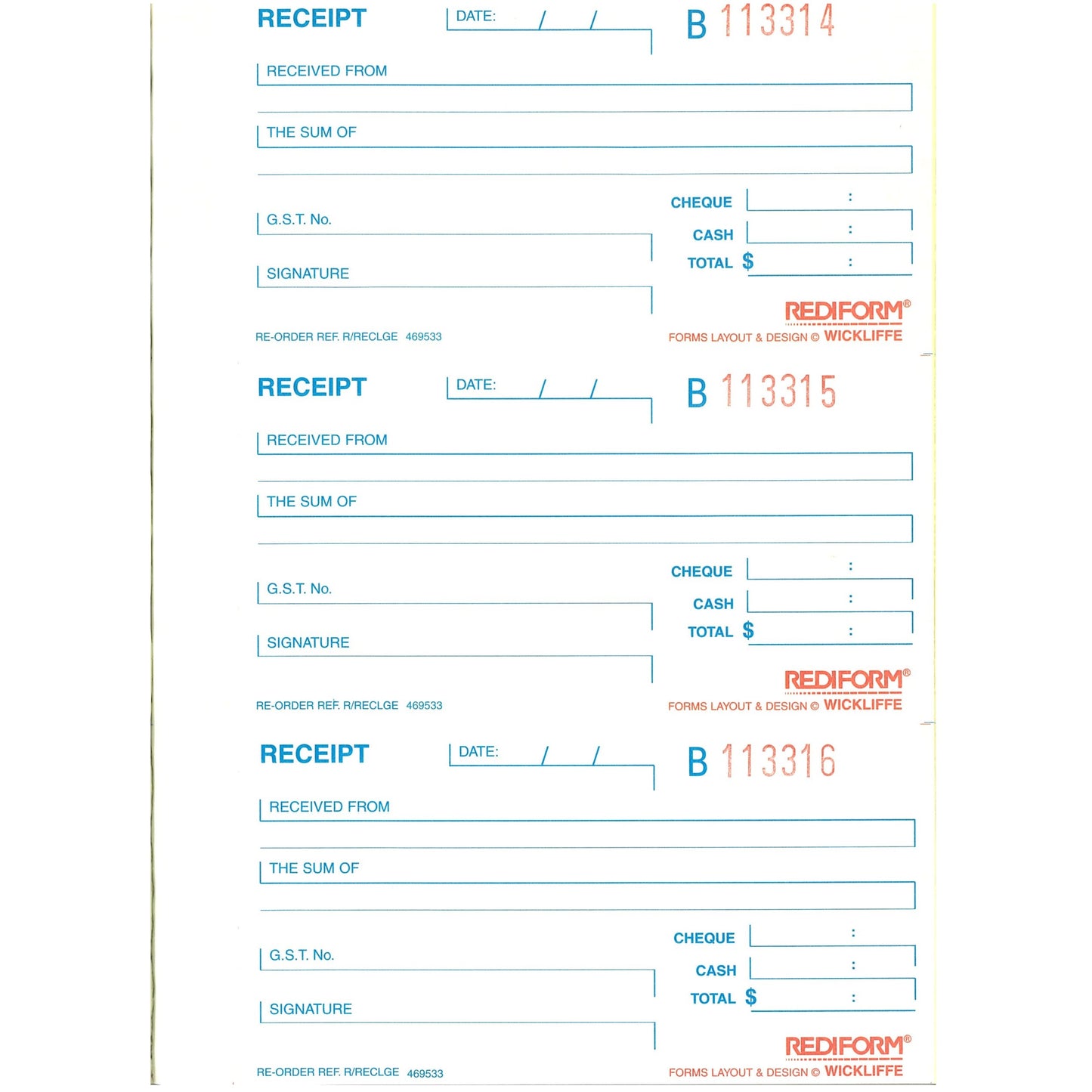 Rediform Receipt Book Duplicate Carbonless