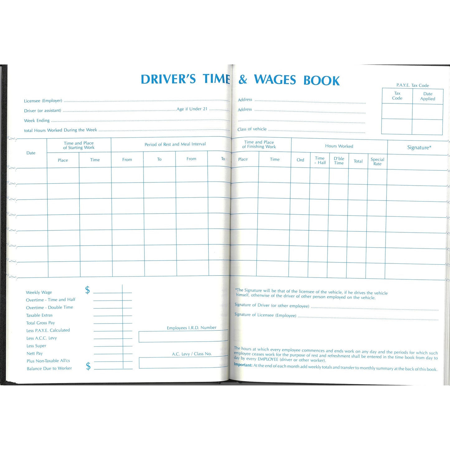 Collins Wage Book P8 Drivers