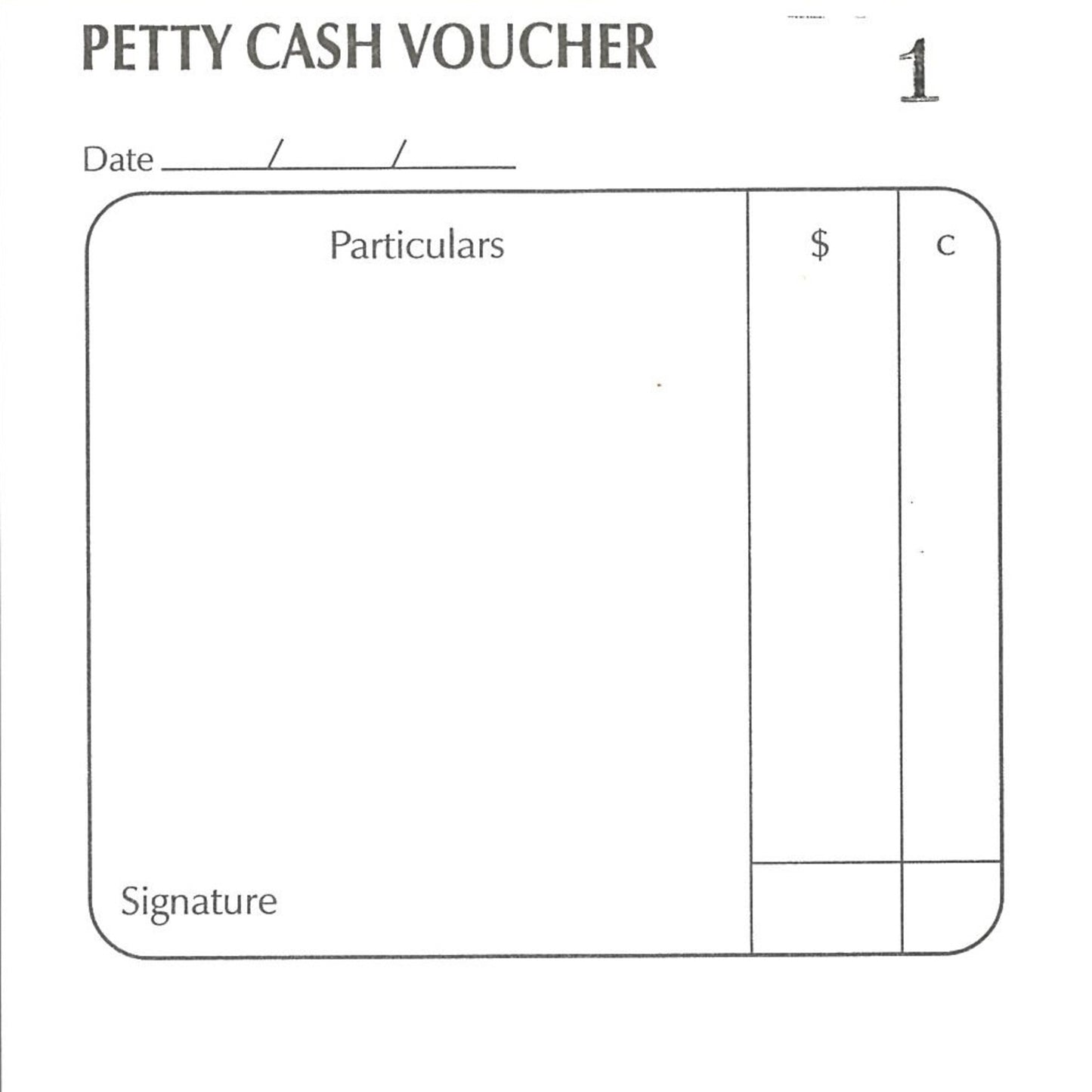 Collins Petty Cash Vouchers